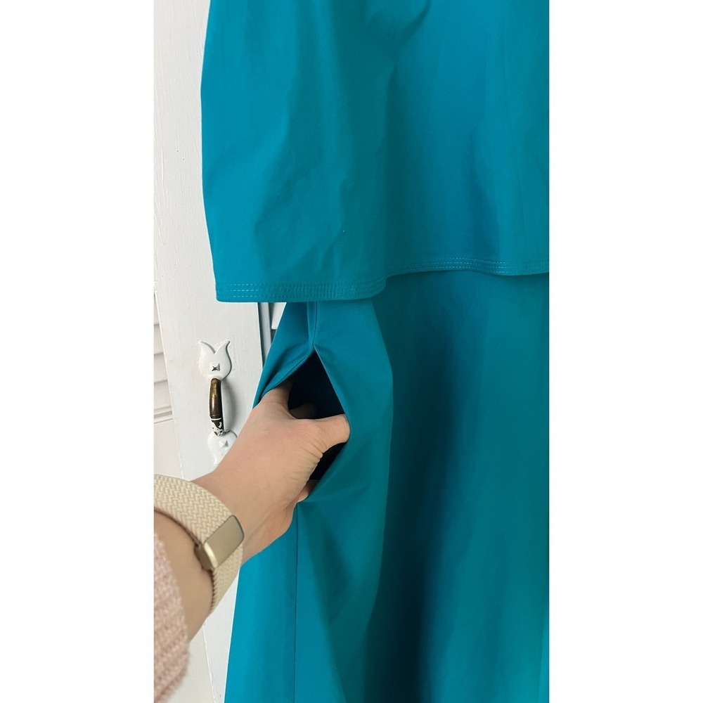 Lafayette 148 Riri Popover Sun Dress Sleeveless Teal Blue Women's S Stretch - Picture 5 of 8